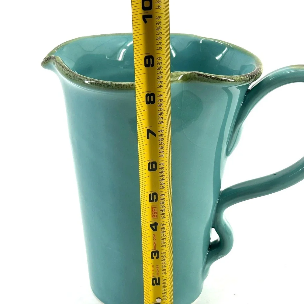 Southern Living At HOME Toscana Collection Teal Earthenware Pitcher Italy 40531